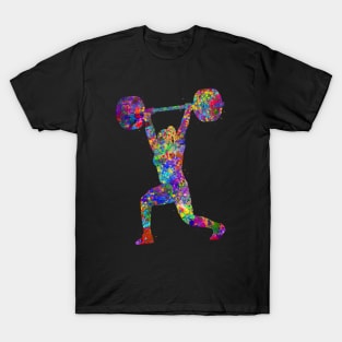 Gym Weightlifter female watercolor art T-Shirt